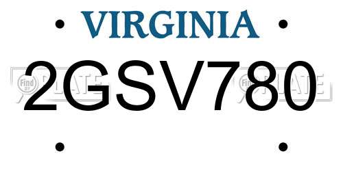 2GSV780 Virginia License Plate