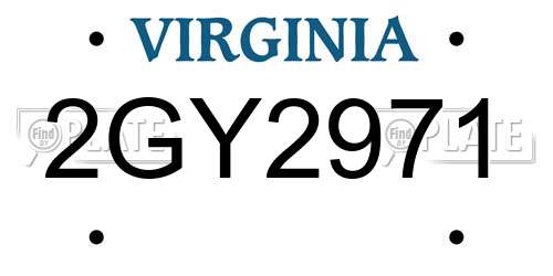 2GY2971 Virginia License Plate