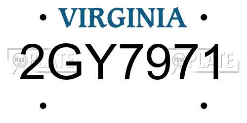 2GY7971 Virginia License Plate
