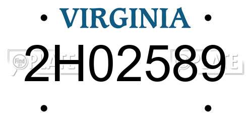 2H02589 Virginia License Plate