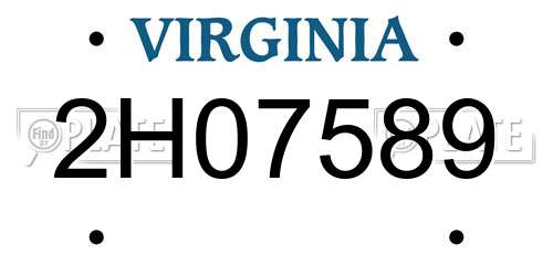 2H07589 Virginia License Plate