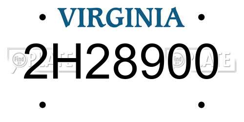 2H28900 Virginia License Plate