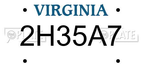 2H35A7 Virginia License Plate