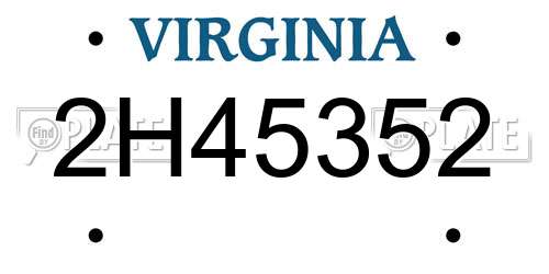 2H45352 Virginia License Plate