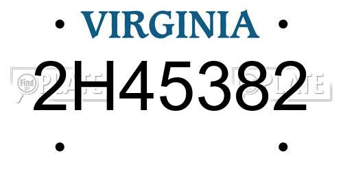 2H45382 Virginia License Plate