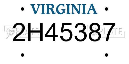 2H45387 Virginia License Plate