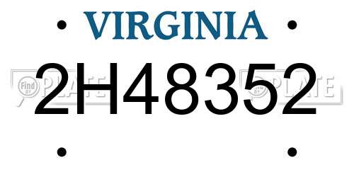2H48352 Virginia License Plate