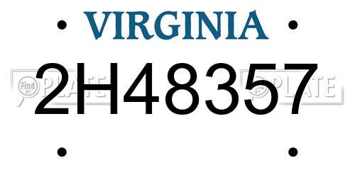 2H48357 Virginia License Plate
