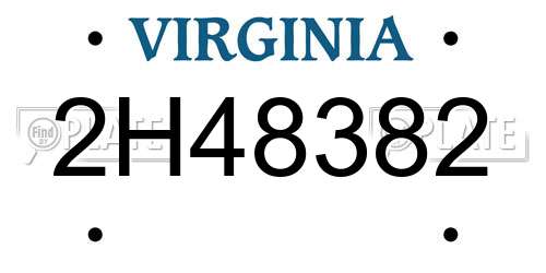 2H48382 Virginia License Plate