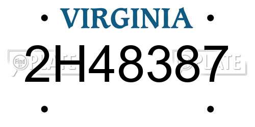 2H48387 Virginia License Plate