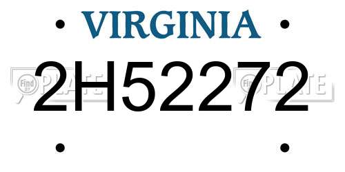 2H52272 Virginia License Plate