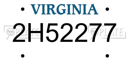 2H52277 Virginia License Plate