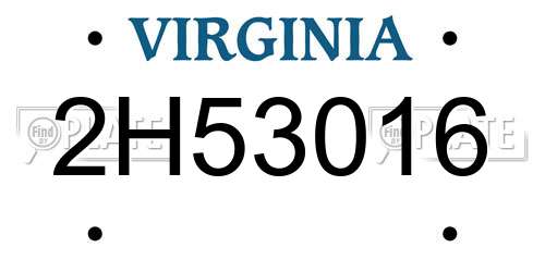 2H53016 Virginia License Plate