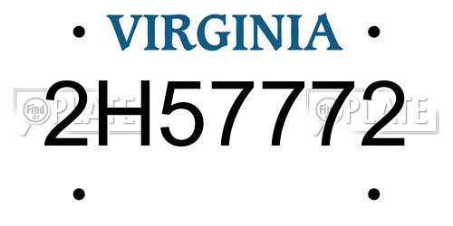 2H57772 Virginia License Plate