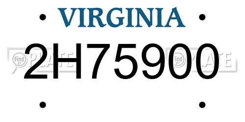 2H75900 Virginia License Plate
