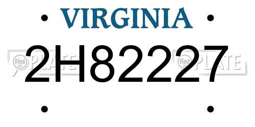 2H82227 Virginia License Plate