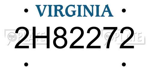 2H82272 Virginia License Plate