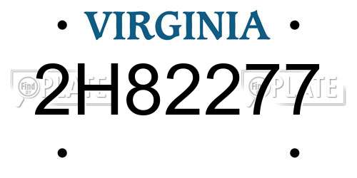 2H82277 Virginia License Plate