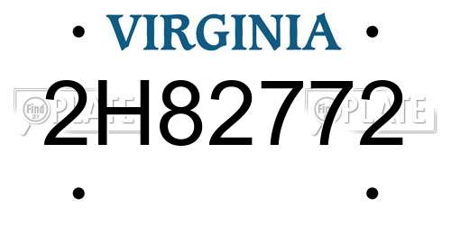 2H82772 Virginia License Plate