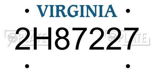2H87227 Virginia License Plate