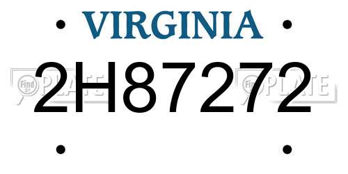 2H87272 Virginia License Plate