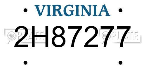 2H87277 Virginia License Plate