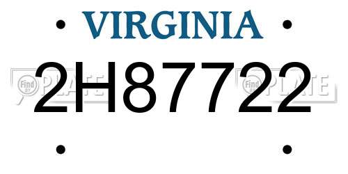 2H87722 Virginia License Plate