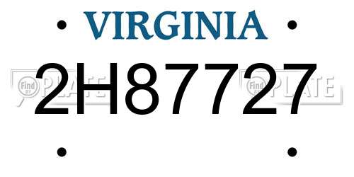2H87727 Virginia License Plate