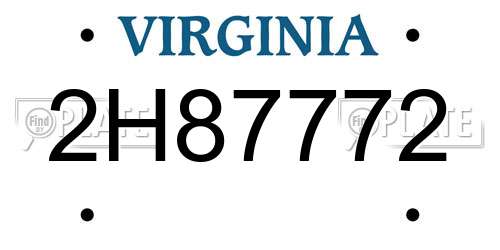 2H87772 Virginia License Plate