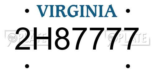 2H87777 Virginia License Plate