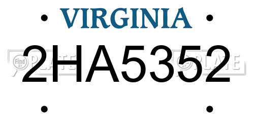 2HA5352 Virginia License Plate