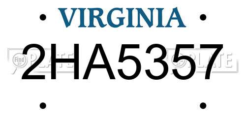 2HA5357 Virginia License Plate