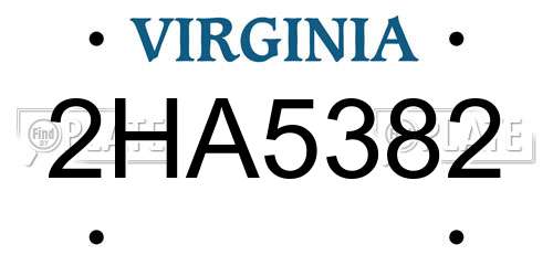 2HA5382 Virginia License Plate