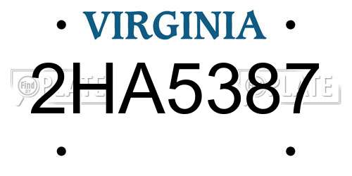 2HA5387 Virginia License Plate