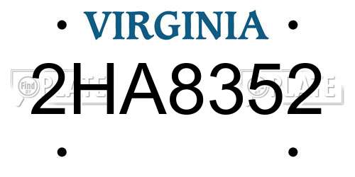2HA8352 Virginia License Plate