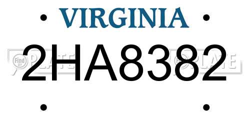 2HA8382 Virginia License Plate