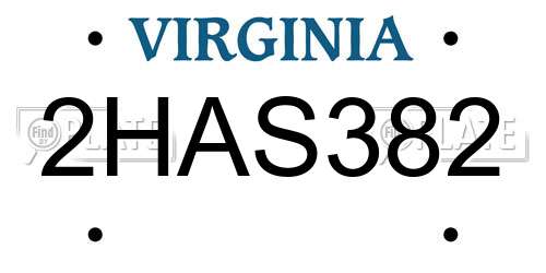 2HAS382 Virginia License Plate