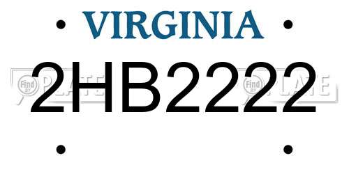 2HB2222 Virginia License Plate