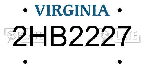 2HB2227 Virginia License Plate