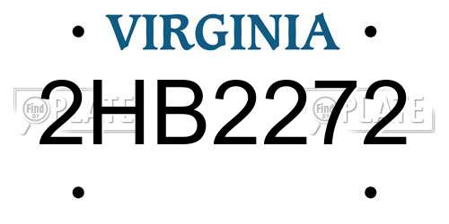 2HB2272 Virginia License Plate