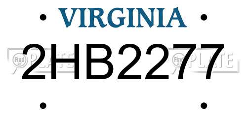 2HB2277 Virginia License Plate