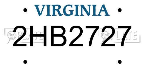 2HB2727 Virginia License Plate