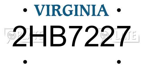 2HB7227 Virginia License Plate