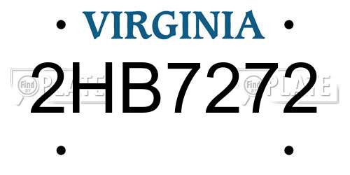 2HB7272 Virginia License Plate