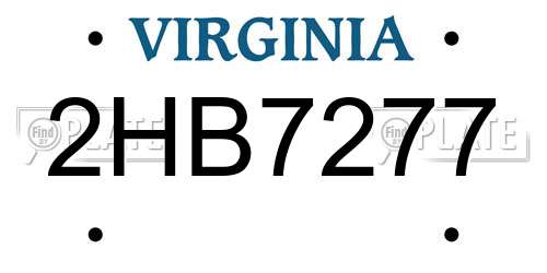 2HB7277 Virginia License Plate