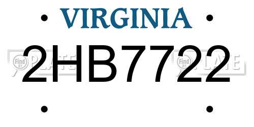 2HB7722 Virginia License Plate