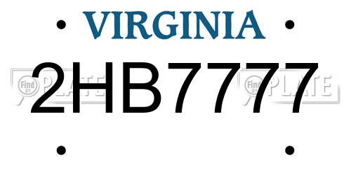 2HB7777 Virginia License Plate