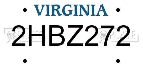 2HBZ272 Virginia License Plate