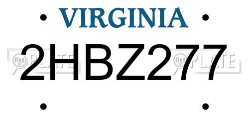 2HBZ277 Virginia License Plate
