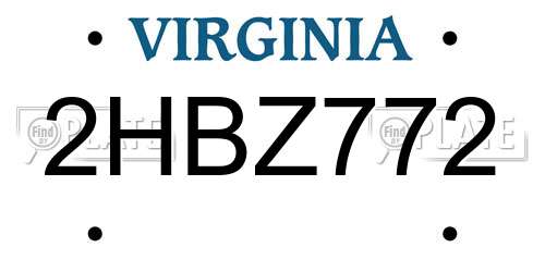 2HBZ772 Virginia License Plate